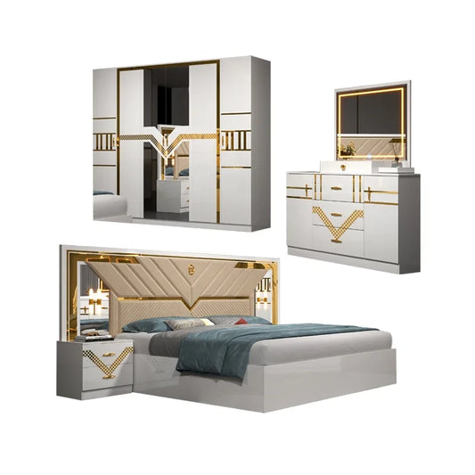Cheap Wholesale Wooden King Bed Leather Headboard Master Room Luxury Full MDF Modern Bedroom Furniture Set
