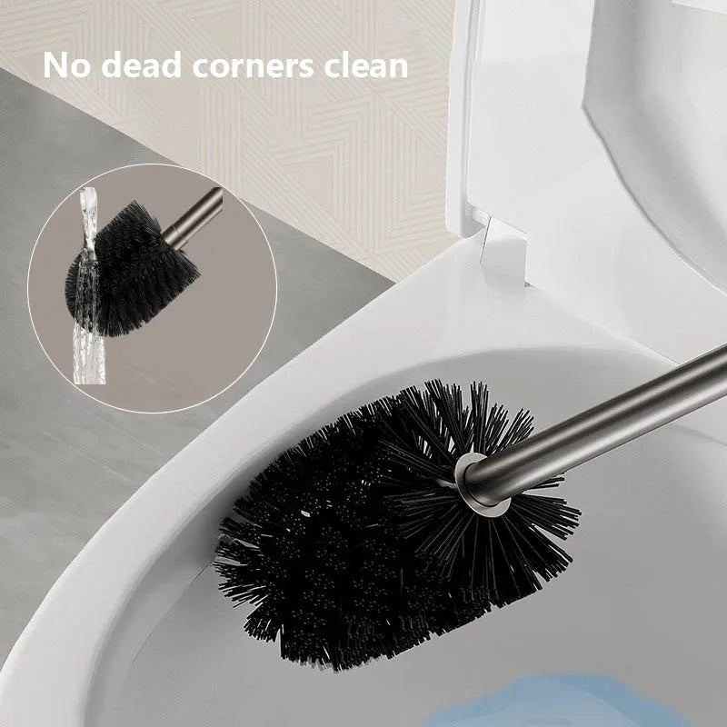 Bathroom Toilet Brush Holder Cleaning Tools Space Aluminum Wall Mounted Sucker  Vertical Toilet Brush Bathroom Accessories