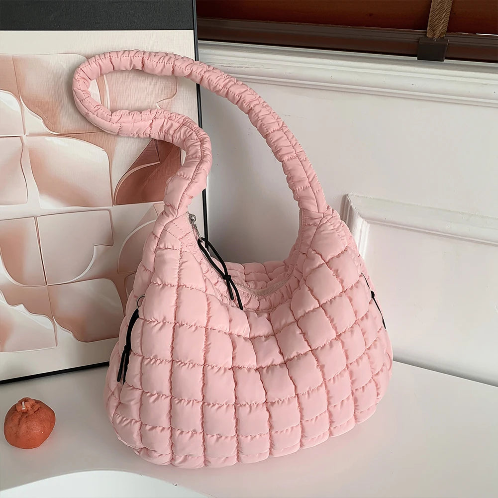 Women Stylish Commuting Bags Large Capacity Quilted Bubbles Crossbody Bag Solid Color Fashion Padded Sling Bag Messenger Bag