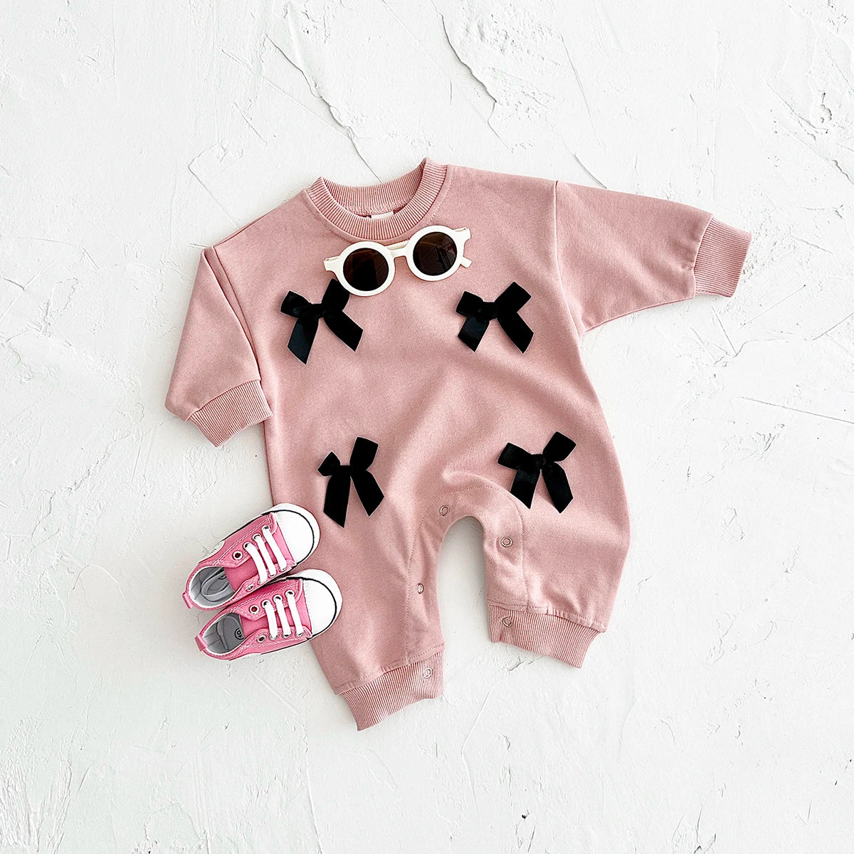Newborn Baby Girl Clothes Bow Infant Jumpsuit Spring Autumn Babygrow Romper Cotton Kids Toddler Children Clothing 0-18 Months
