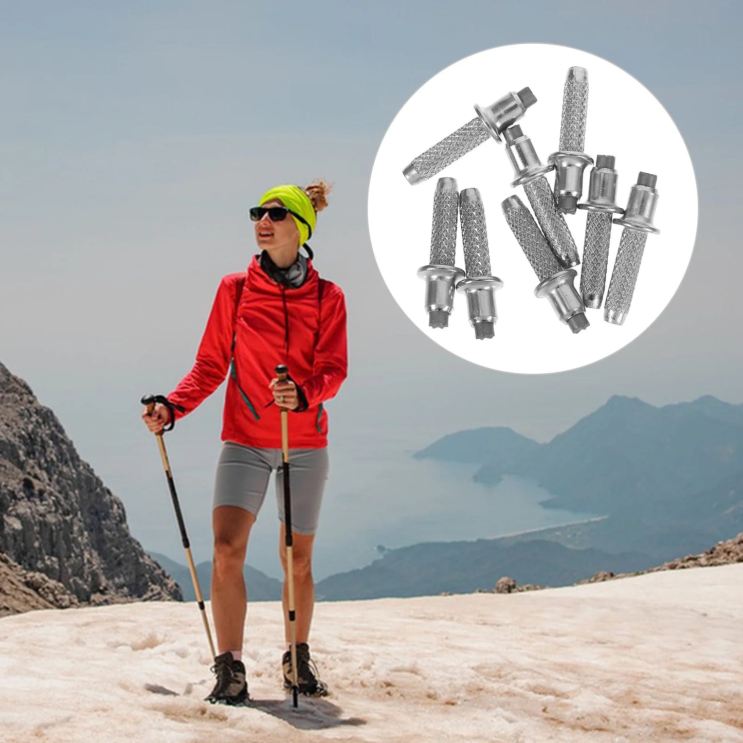 8 Pcs Trekking Pole Tips High Carbon Steel Alloy Carbide Durable Lightweight Set for Hiking Camping Accessories