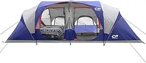 Tent-12-Person-Camping-Tents, Waterproof Windproof Family Tent with Top Rainfly, 6 Large Mesh Windows, Double Layer, Easy Set U