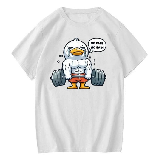 Fitness Duck Graphic Print Cotton T-shirt Unisex Men Women Summer Short Sleeve Fashion Brand Tee Luxury Casual Streetwear Tops