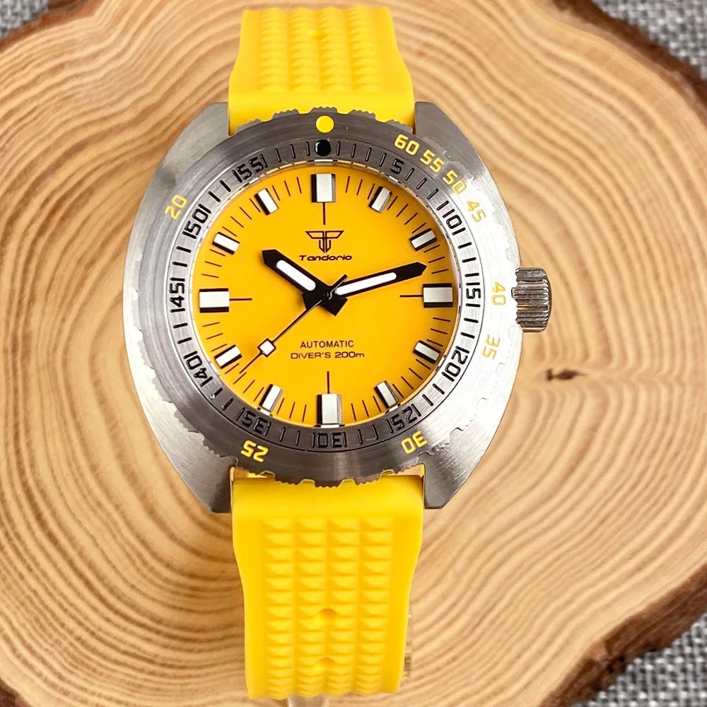 Tandorio V2 Buckle Bracelet Steel Bezel 42mm Sapphire Glass 20ATM Water Resistant NH35 Automatic Mens Dive Watch Reloj Hombre