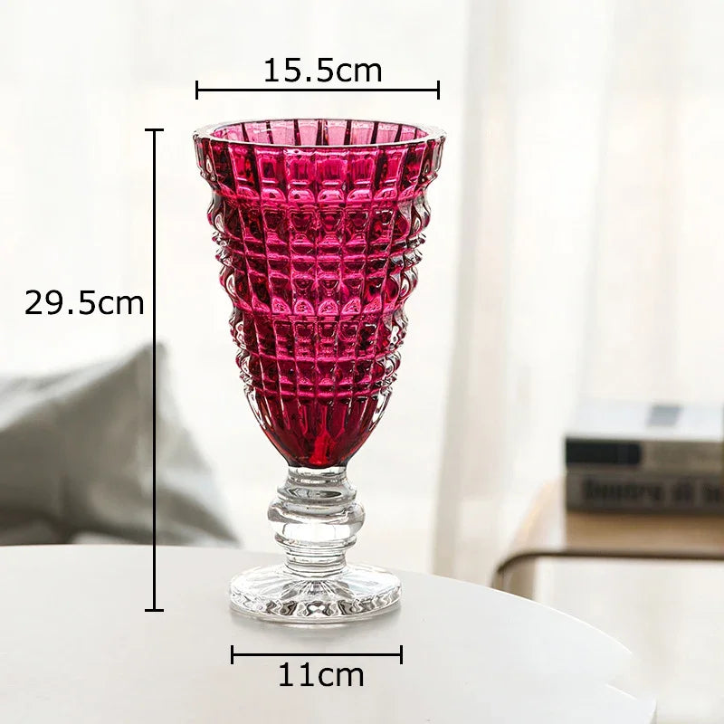 Goblet Shaped Transparent Glass Vase Desk Decoration Flower Arrangement Hydroponics Flower Pot Floral Vases Room Aesthetic Decor