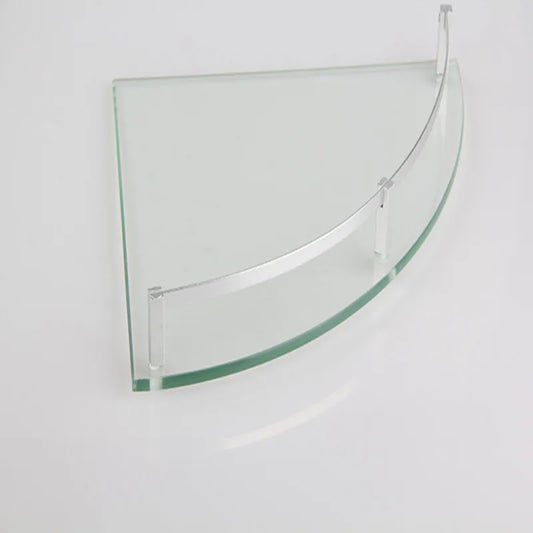Bathroom Glass Bath Shower Triangular Shelf Holder Organizer Single Layer Modern Style Glass Bathroom Shelves