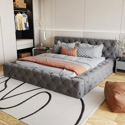 Accent Luxury Bed Nordic Comfortable Creative Aesthetic Designer Vintage Interior Bed Sleeping Cama Space Saving Furniture
