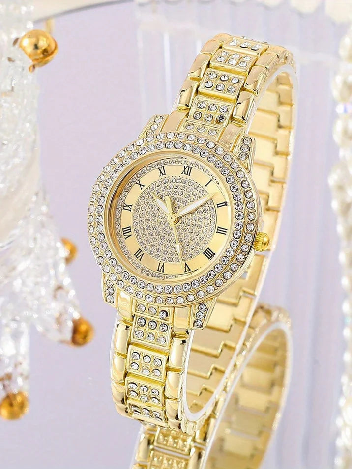 Women's Watches Fashion Original Quartz Wrist Watch for Ladies Roman Dial Dazzling Diamond Waterproof Luminous Luxury New