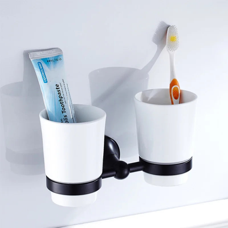 Black Brass Bathroom Accessories Hardware Set Towel Bar Rail Rack Toilet Paper Holder Toilet Brush Shower Soap Dish Holder