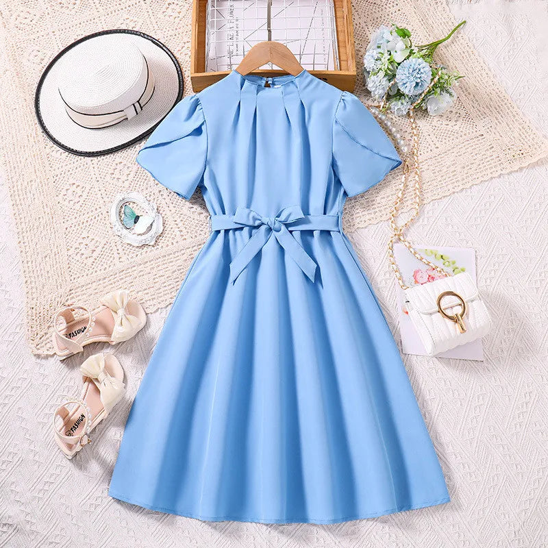 Girl Dress Summer New Sweet Print Patchwork Bubble Sleeve Princess Skirt Birthday Party Dress Girl Baby Boho Children's Clothing
