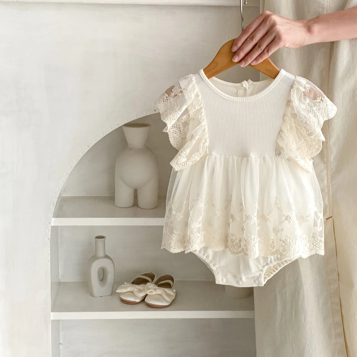 Baby Girl's Children's Clothing 2025 Summer New Style Bag Fart Clothes Waffle Grid Splicing Lace Skirt Super Cute Princess Skirt