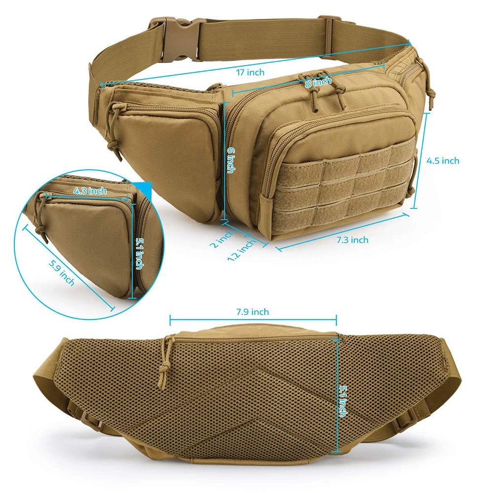 Tactical Multi-function Waist Bag Fanny Packs for Men Nylon Shoulder Hiking Mobile Phone Bag Sports High-capacity Chest Bag