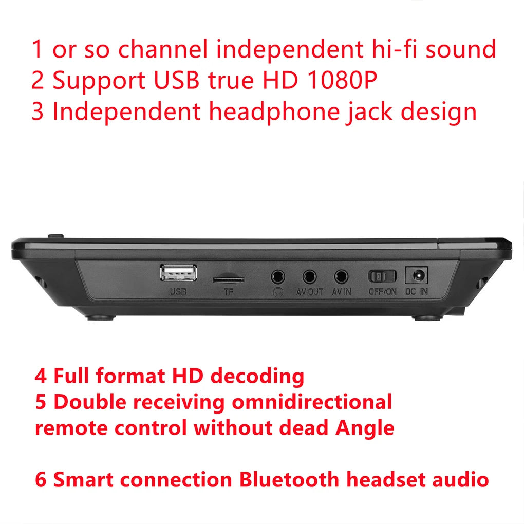 12.5Inch Mobile DVD Player High Definition Video Wireless Bluetooth-compatible Player Portable Full-format in-car CD Player
