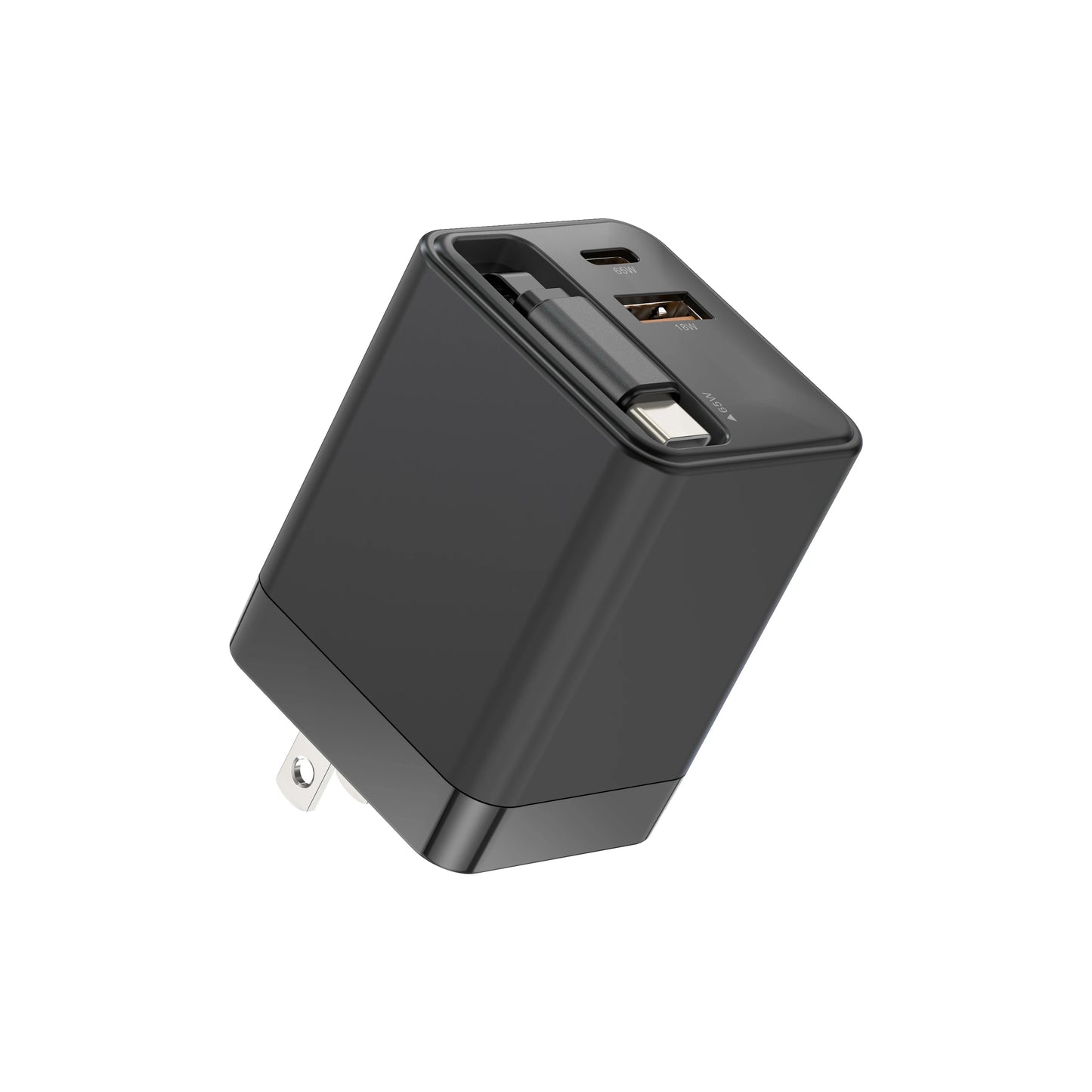 65W GaN Mobile Phone Charger Adapter Built-in Retractable Cable PD Charger Fast Charging Charger Mobile Phone Laptop Charger