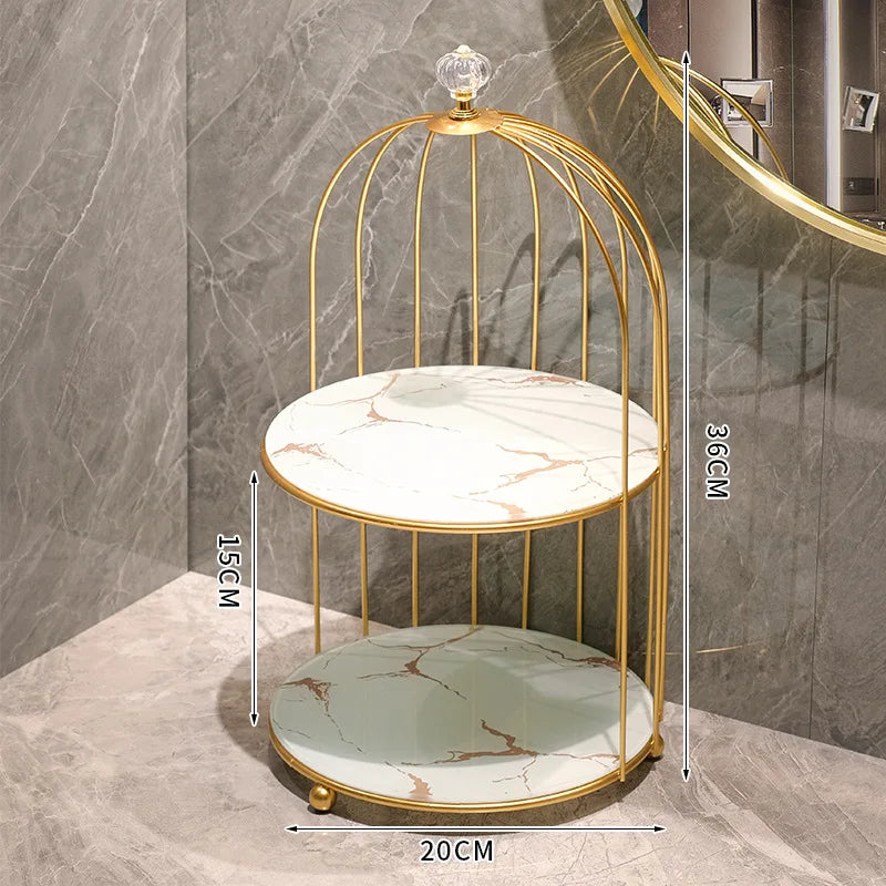Bathroom birdcage storage rack washbasin dressing table desktop storage box cosmetics and skincare products storage rack  shelf