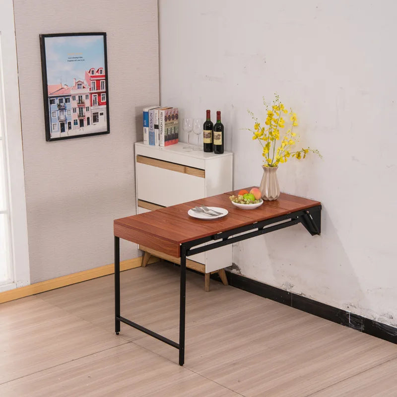 Small apartment wall-mounted shelf household telescopic folding dining table balcony table hanging flower stand folding table