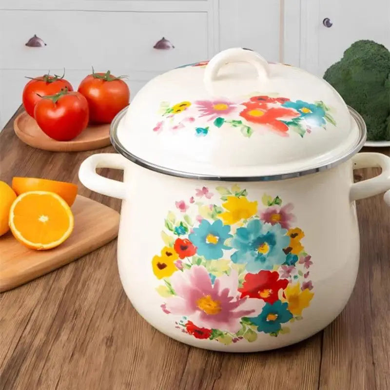 Enameled Pots and Pans  Stock Pot with Lid Household Kitchen Cookware Thickened Saucepan Soup Pot
