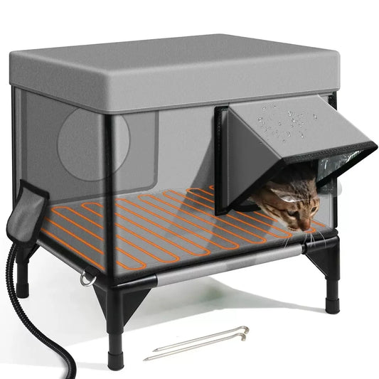 Waterproof Cat House Warm Heated Winter Cat House Insulated Outside Foldable Cats Nest Tent Sleeping Extra Large Warm Pet Room