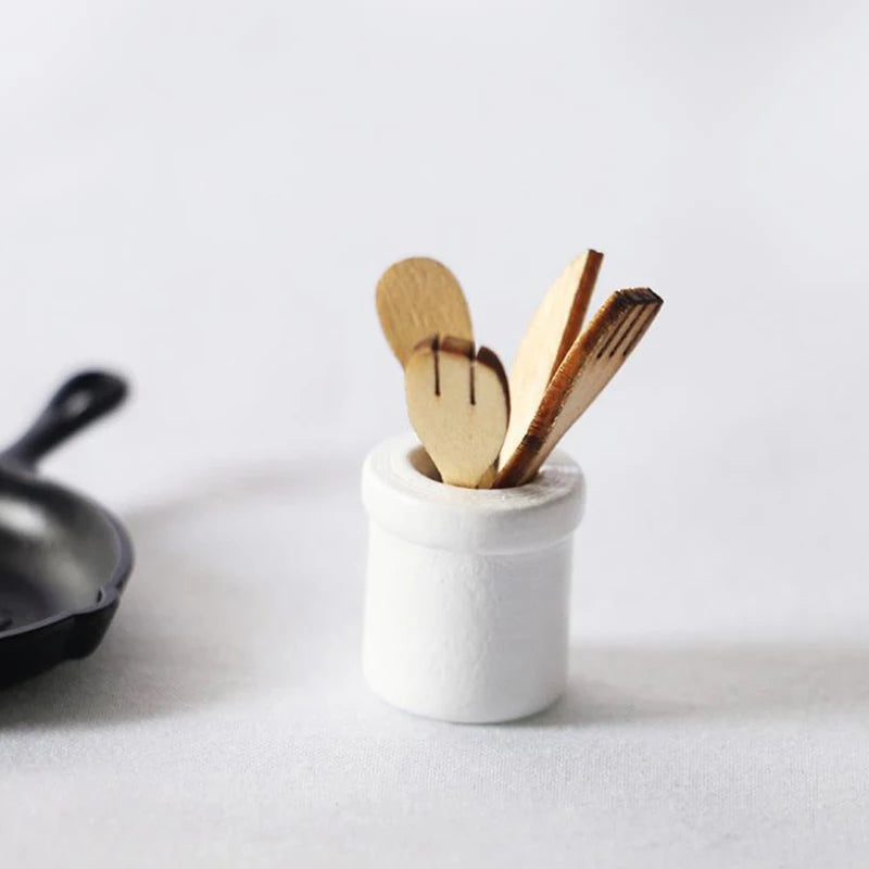 Mini Pot Boiler Pan With Lid Kettle Doll House Accessories Dollhouse Miniature Kitchen Utensil Cooking Ware Play Kitchen Toy