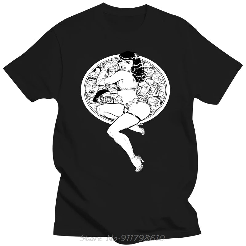 Men Clothing Bettie Page Vintageold Poster Tshirt Cotton Cottonmens T-shirt Summer Hip Hop Cotton Streetwear Tees T Shirt Tops