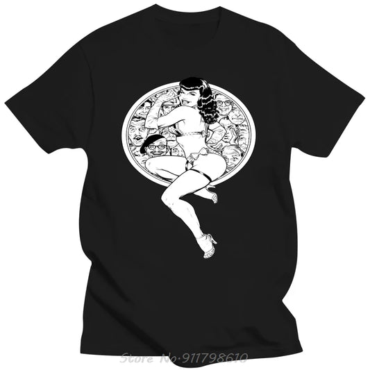 Men Clothing Bettie Page Vintageold Poster Tshirt Cotton Cottonmens T-shirt Summer Hip Hop Cotton Streetwear Tees T Shirt Tops