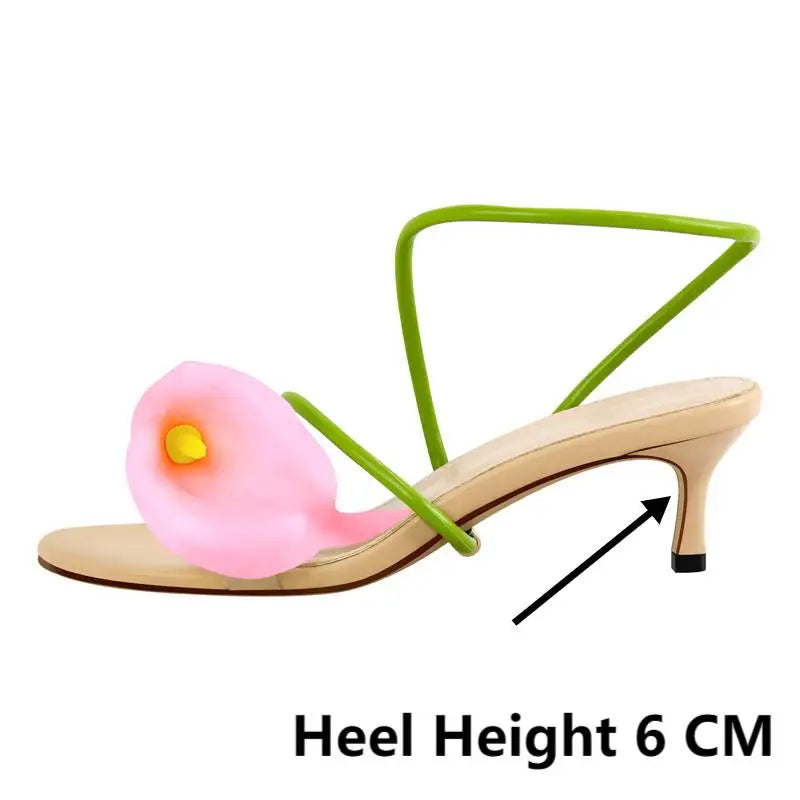 Onlymaker Women Open Toe Flower Sandals  Wedding Heels Dressy Summer Heels