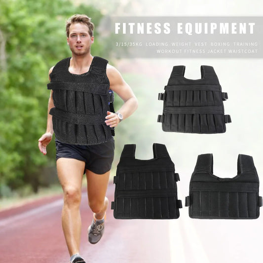 3/15/35kg Workout Weight Jacket Adjustable Weighted Exercise Vest Workout Equipment for Boxing Training Workout Running Fitness