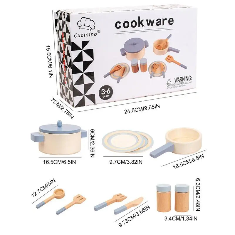Wooden Mini Kitchen Cookware Pot Pan Cook Pretend Play Educational House Toys For Children Simulation Kitchen Utensils Girls Toy