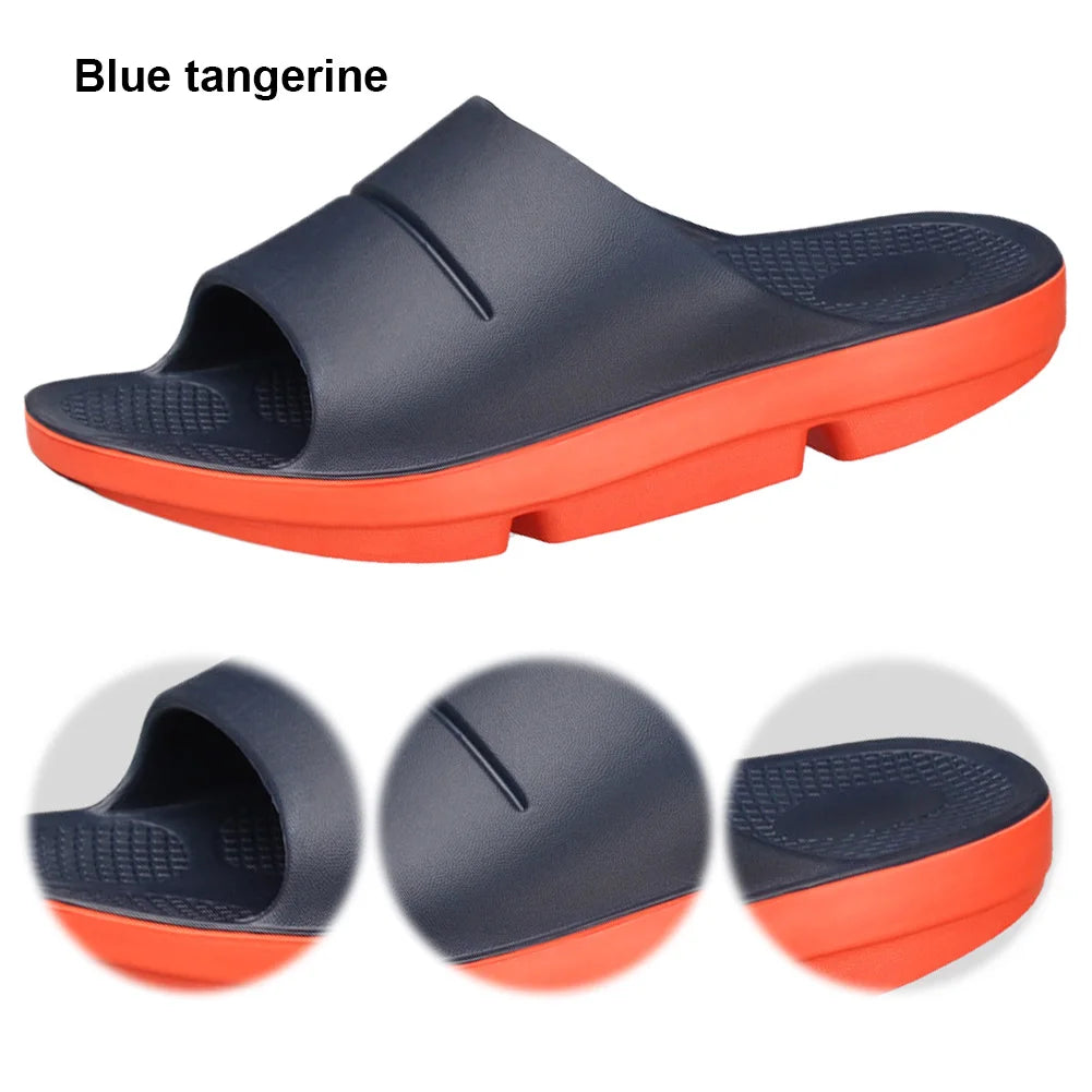 Mens Sport Recovery Sandals Arch Support Plantar Fasciitis Thick Cushion Slides Non-Slip Summer Beach Sandals for Indoor Outdoor