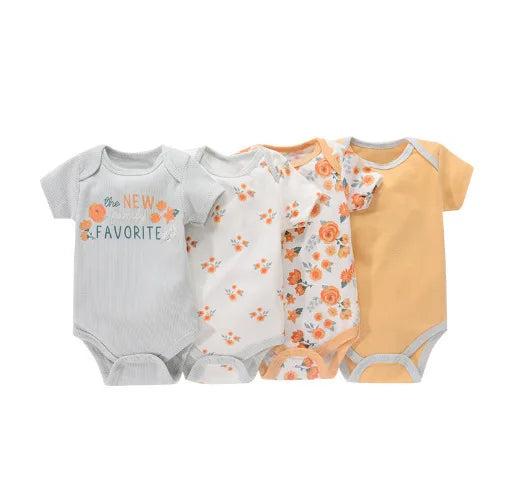 Newborn Baby Clothing 4 pieces Boy Girl baby clothes items Cotton Bodysuit Summer Short Sleeve Romper Infant