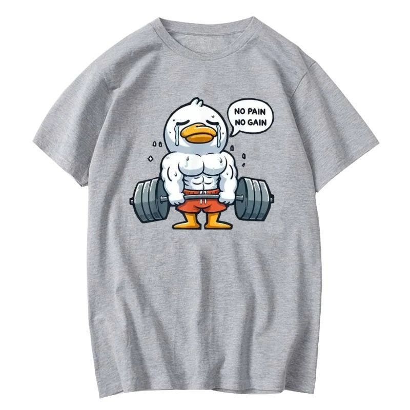 Fitness Duck Graphic Print Cotton T-shirt Unisex Men Women Summer Short Sleeve Fashion Brand Tee Luxury Casual Streetwear Tops