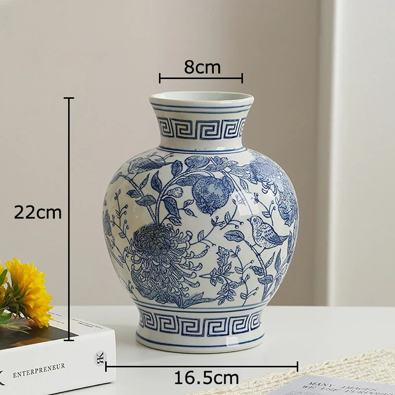 Blue and White Porcelain Vase Plant Pot Table Decoration Flowers Arrangement Multiple Styles Flower Vases Room Aesthetic Decor