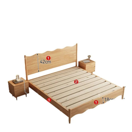 Solid wood bed 1.8 meters Master bedroom bed White double Nordic 1.5 wedding bed B & B apartment Wooden bed Black wabi sand bed