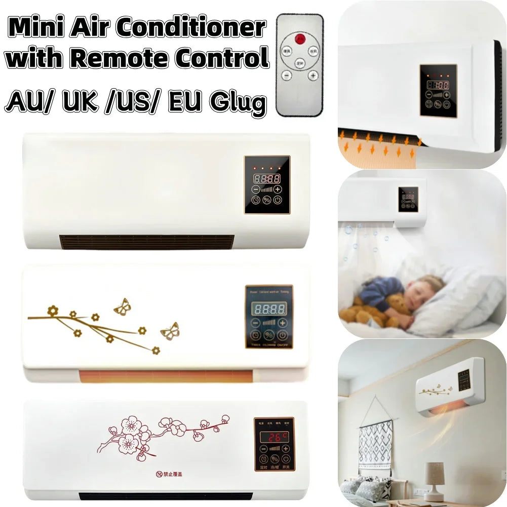 Mini Air Cooler Wall Mounted Electric Home Heater with Remote Control Intelligent Heater for Dormitory Bedroom AU/US/UK/EU Plug