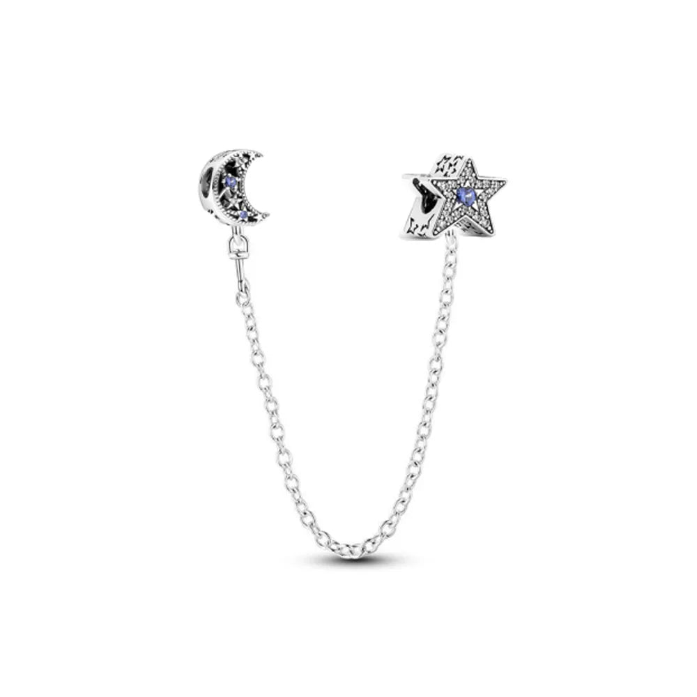 New 925 Silver Horseshoe Clover Star Cat Charm True eyes Pendant Safety Chain Bead Fit Original Bracelet Jewellery Gift dragon