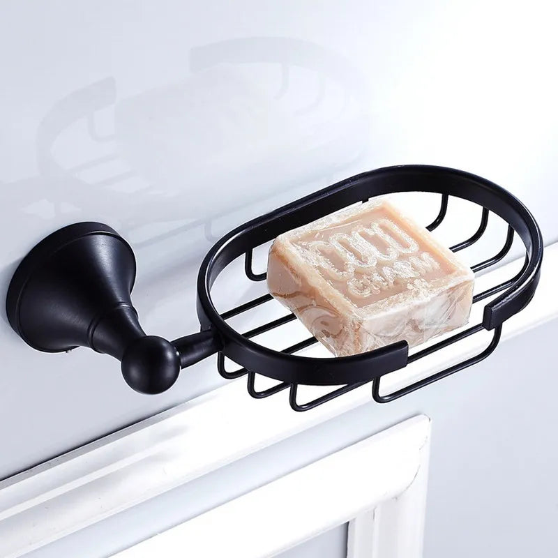 Black Brass Bathroom Accessories Hardware Set Towel Bar Rail Rack Toilet Paper Holder Toilet Brush Shower Soap Dish Holder