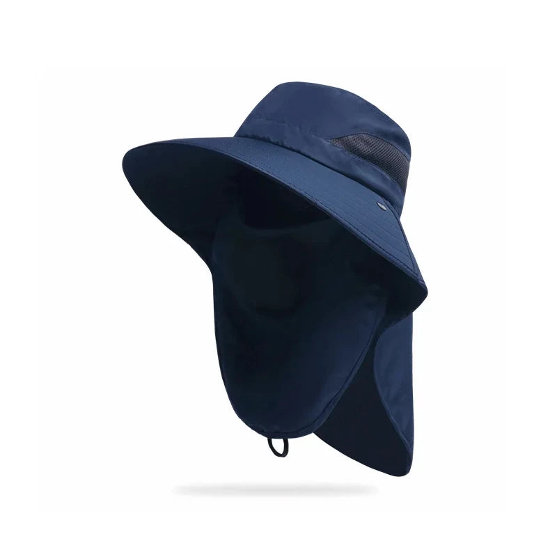 Summer Outdoor Fishing Caps Men Wide Brim UV Protective Mask Thin Casual Hats Sports Climbing Sun Hats