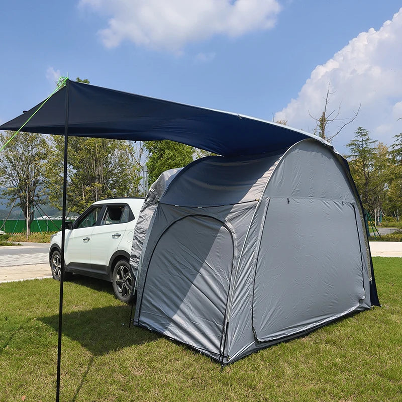 Rear Car Tents with Rainfly, Sun Shade, Tarp Included, SUV Camping Tents, Tailgate Tents, Waterproof Rain Cover, Multifunction