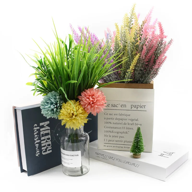 Artificial Plants Scrapbooks Plastic Lavender Vases Room Home Decor Ornamental Flowerpot Garden Cheap Wedding Decorative Flowers