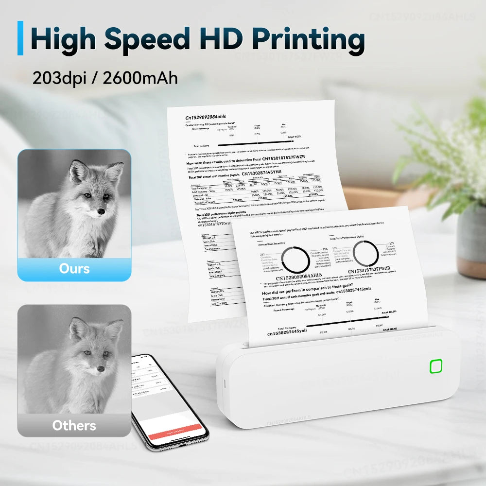Portable Printer A4 Thermal Paper Printer Tattoo Stencil Printer Machine for Phone PC Computer Mini Printer Bluetooth Connect