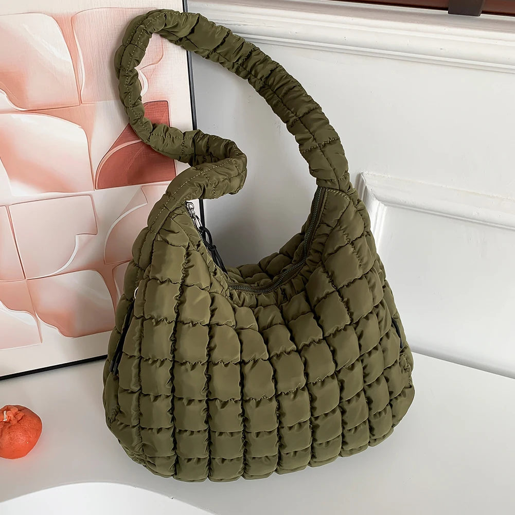 Women Stylish Commuting Bags Large Capacity Quilted Bubbles Crossbody Bag Solid Color Fashion Padded Sling Bag Messenger Bag