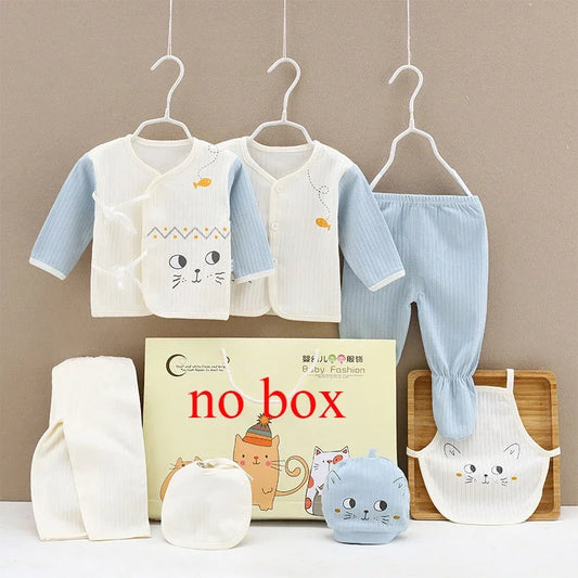 Newborn Baby Boy And Baby Girl Clothes cartoon long Sleeve Bodysuit+Pants+Hat 7pcs Set