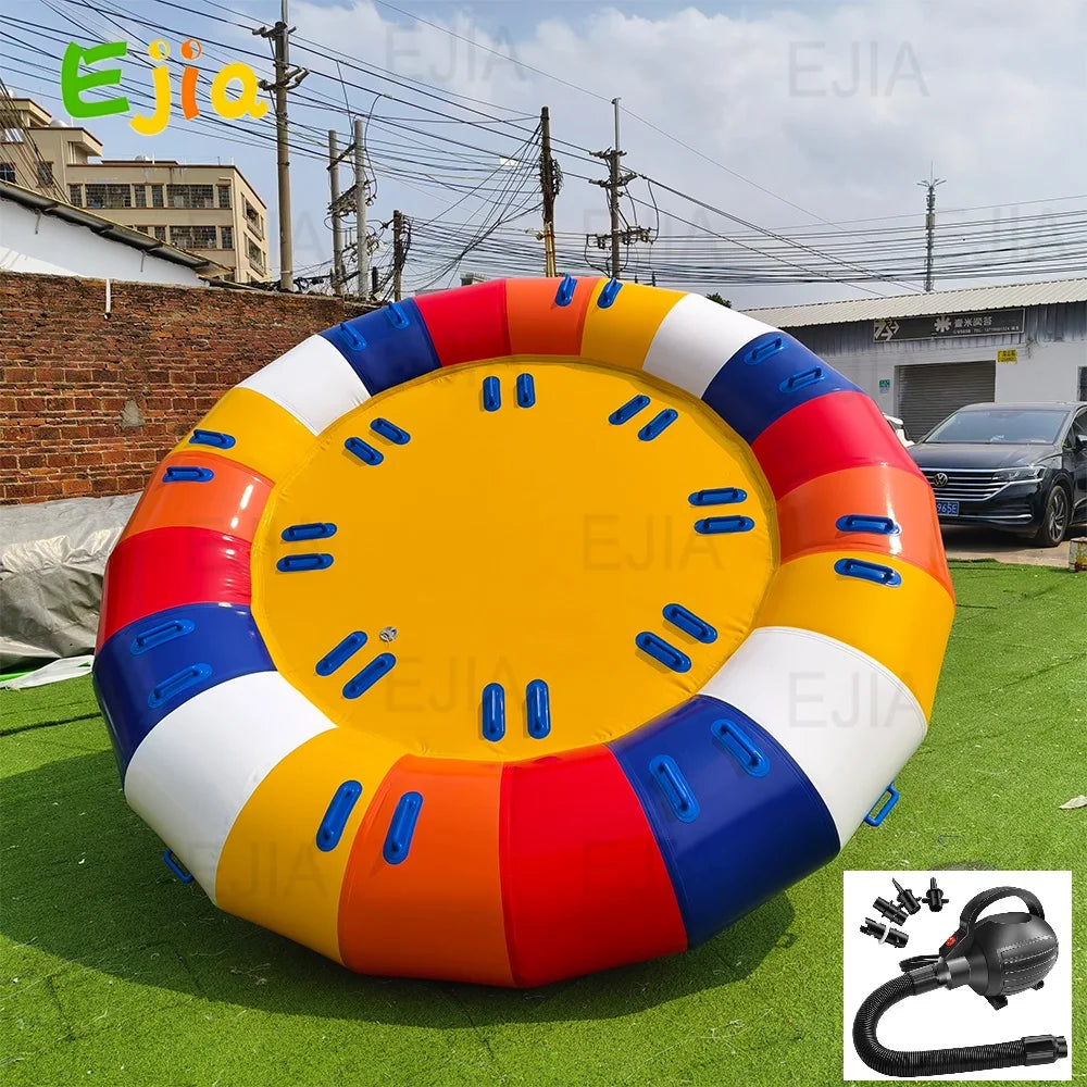 Outdoor Water Play Inflatable Disco Boat 6 Person Inflatable Water Spinning UFO Towable River Disco Boat Tube for Water Game