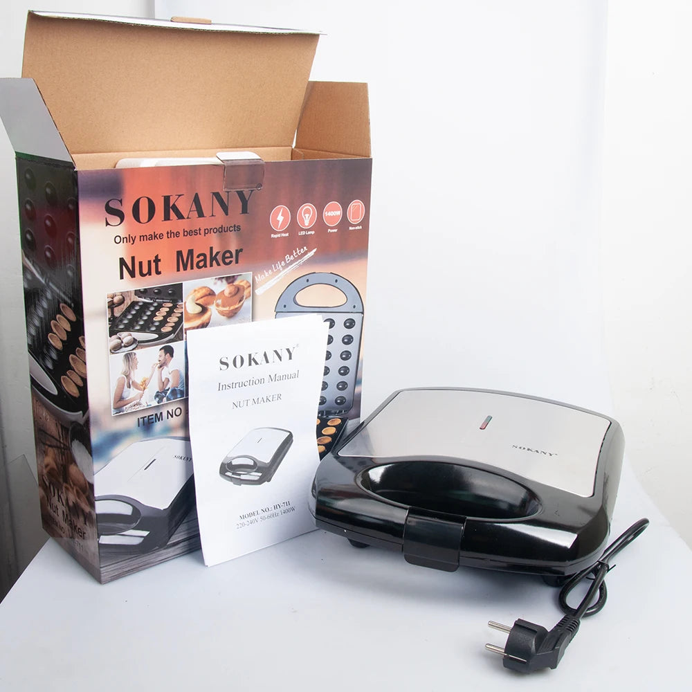 Mini Electric Walnut Cake Maker Automatic Nut Waffle Bread Machine Iron Toaster Baking Breakfast Pan Non-Stick Coating