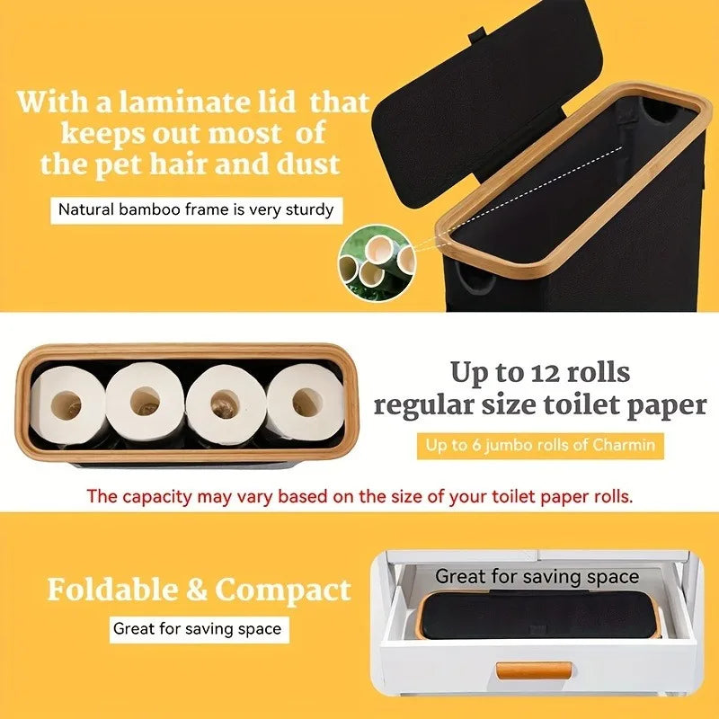 Bathroom Toilet Paper Storage Basket Bath Organizer with Lid Visible Tissue Holder for Bathroom Accessories Waterproof Design