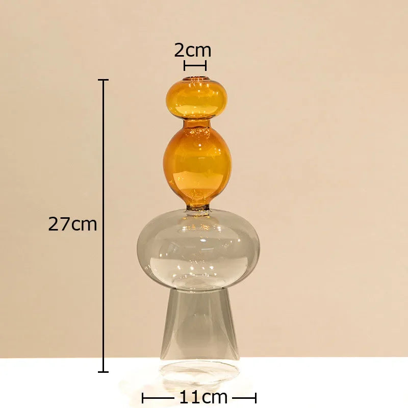 Multicolour Transparent Glass Vase Hydroponics Flower Pot Desk Decoration Flower Arrangement Floral Vases Room Aesthetic Decor