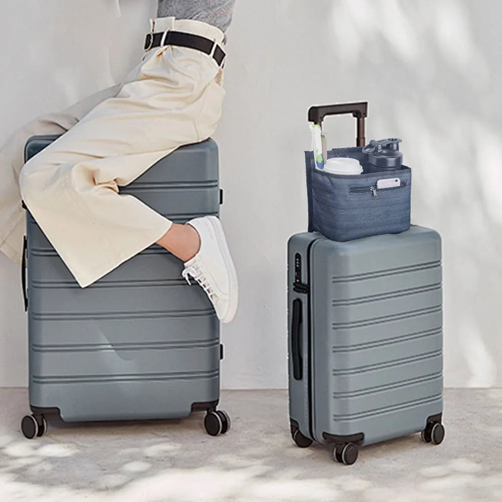 Luggage Travel Cup Holder Free Hand Multiple Pockets Travel Cup Storage Bag Suitcase Bottle Holder Fits Roll on Suitcase Handles
