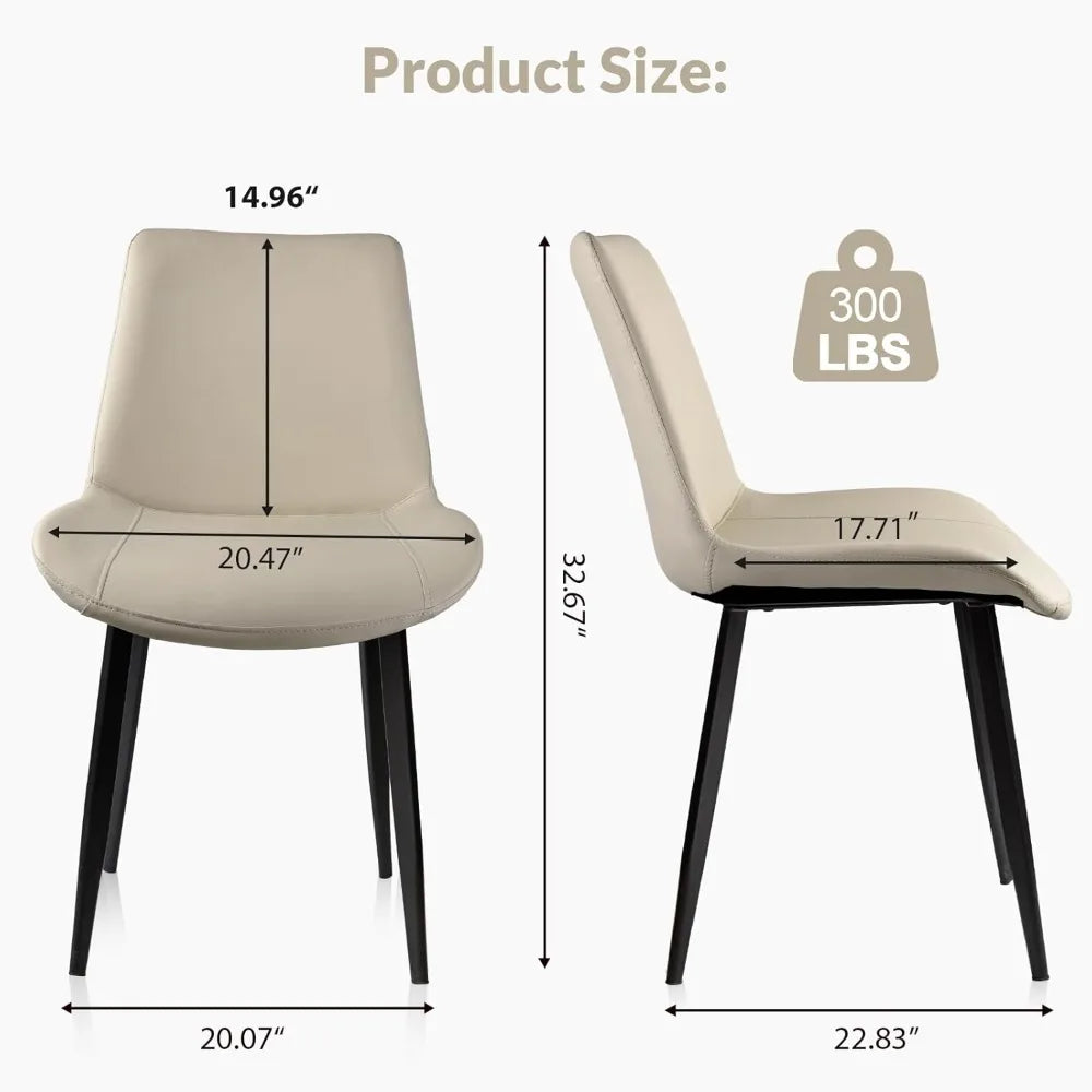 Dining Chairs, Modern PU Leather Dining Room Chair with Sturdy Metal Legs, Upholstered Seat Dinner Chairs Accent Side Chairs