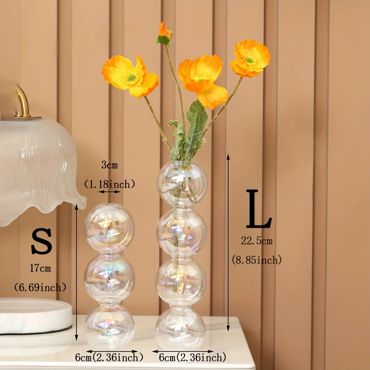 Nordic Glass Bubble Vase - Clear Hydroponic Planter for Home Desk Decor, Cute Simple Gift Idea & Flower Arrangement Decoration