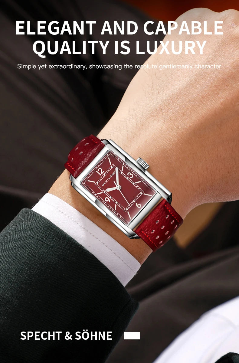 2025 New Fashion Specht & Söhne Square Watch Women's Watches Ultrathin VH31 Movt Casual Men Watch Grey Color Reloj Hombre 28MM